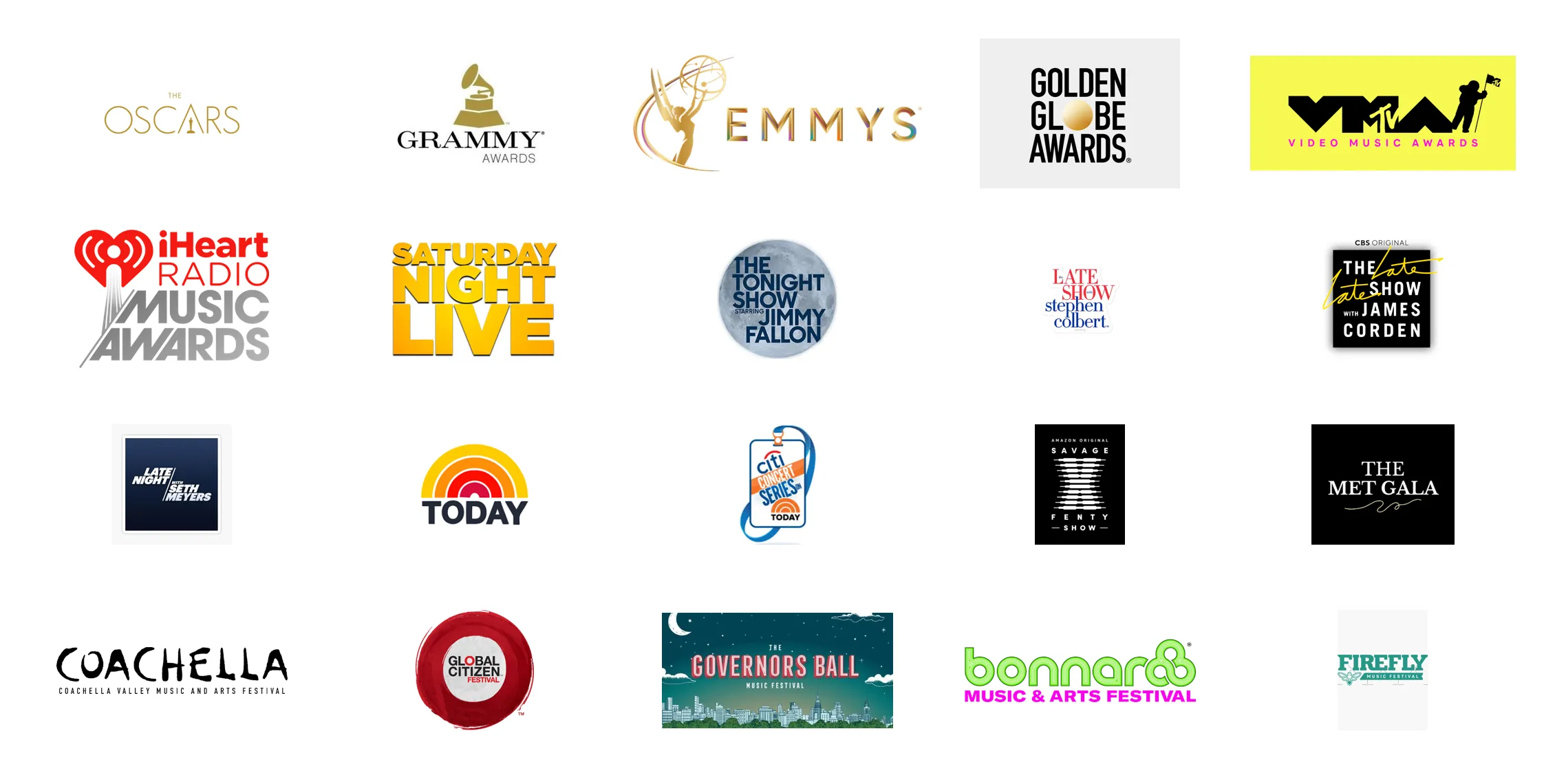 Award shows, television, and festivals Alex has performed at including The Oscars, Grammy Awards, Emmys, Golden Globe Awards, MTV VMAs, Saturday Night Live, Tonight Show, Coachella, Bonnaroo, and more